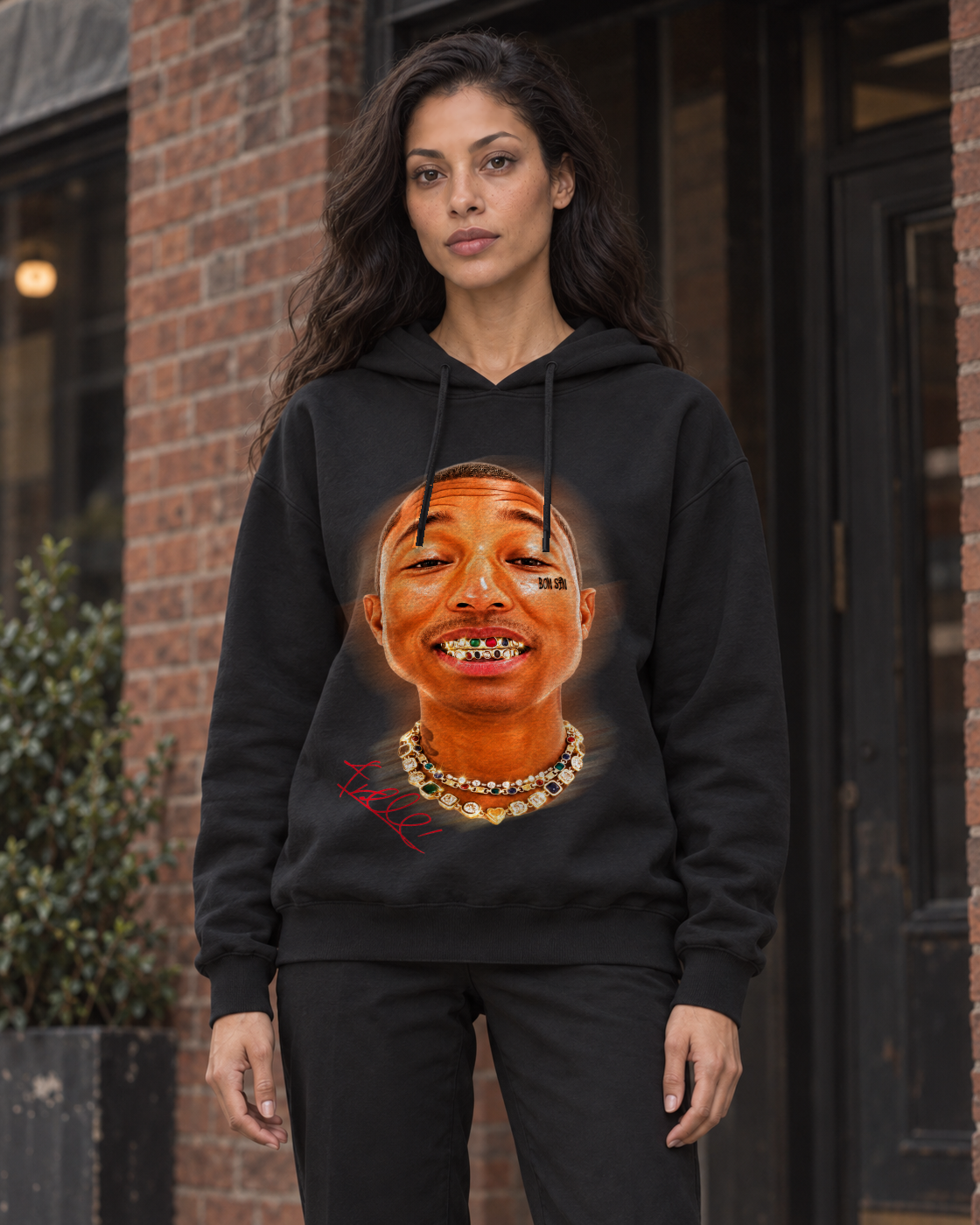 Bón Sin Beat the System Hoodie — Black — Front