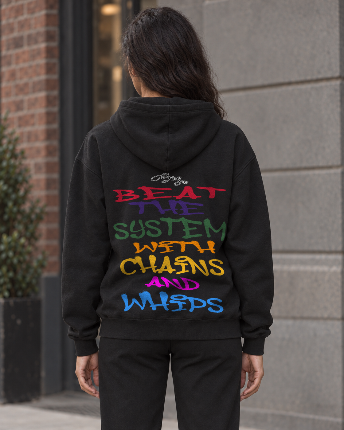 Bón Sin Beat the System Hoodie — Black — Back