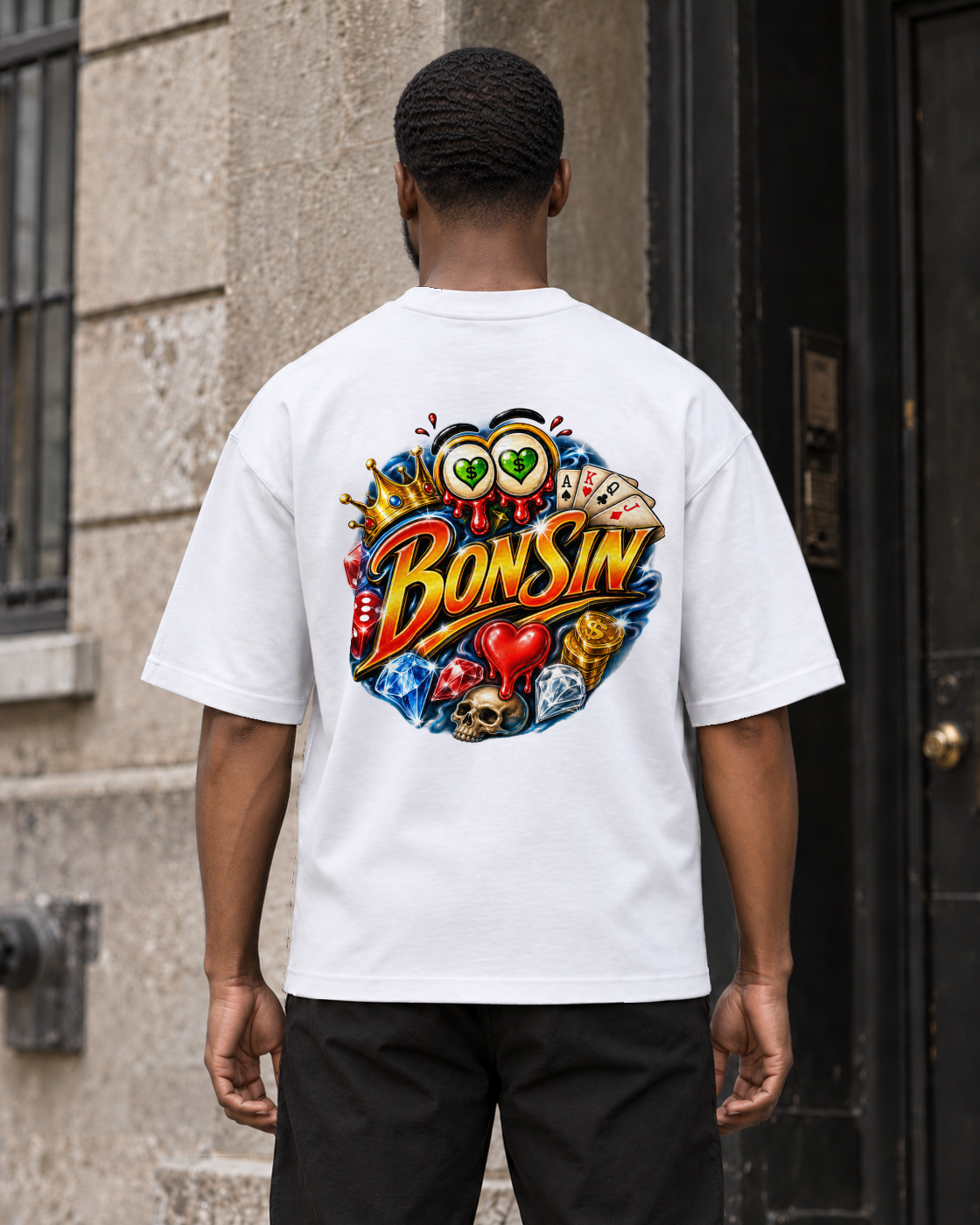 Bón Sin Casino Royale T-Shirt — White — Back