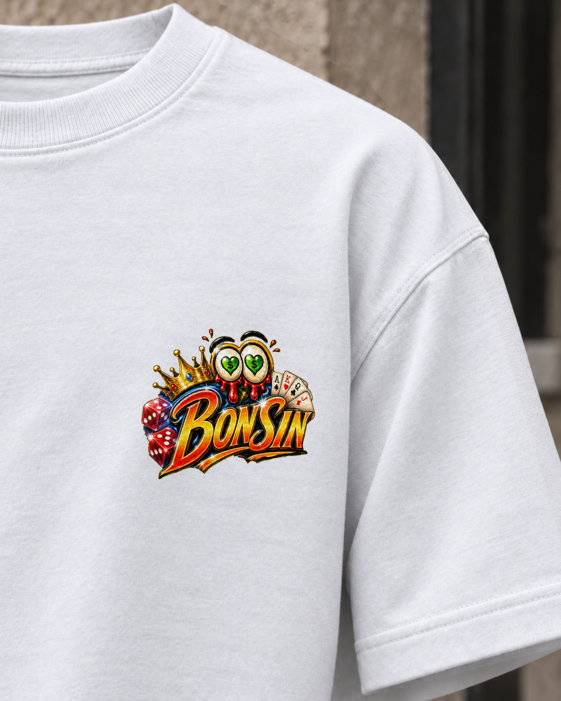 Bón Sin Casino Royale T-Shirt — White — Detail