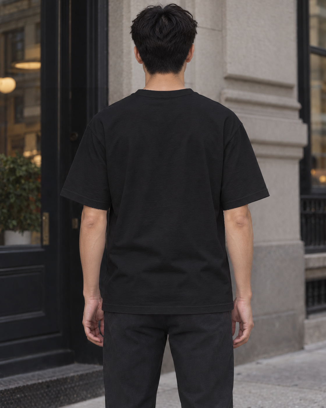 Bón Sin Script B Black & Gold T-Shirt — Black — Back