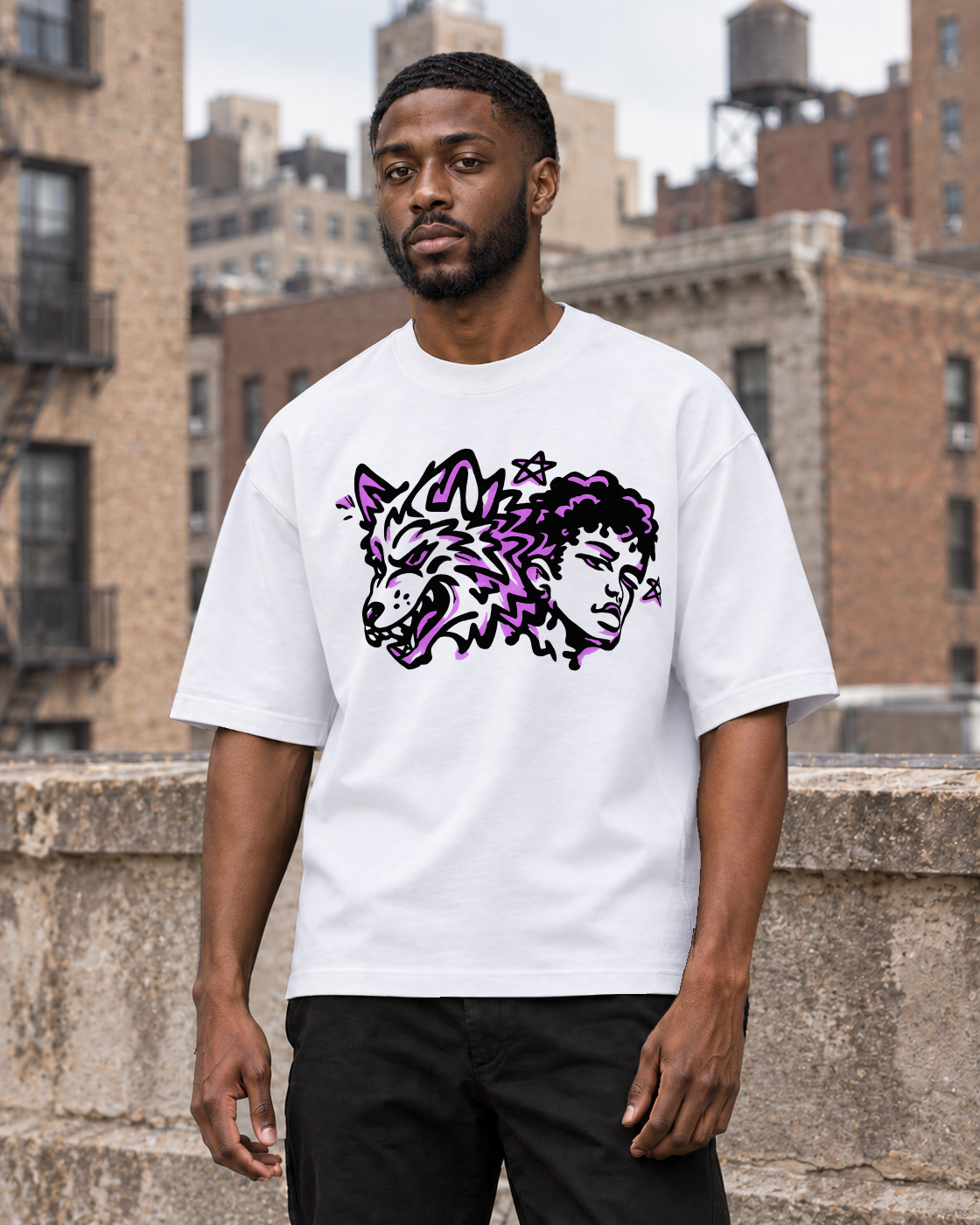 Bón Sin My Wolf and I T-Shirt — White — Lifestyle