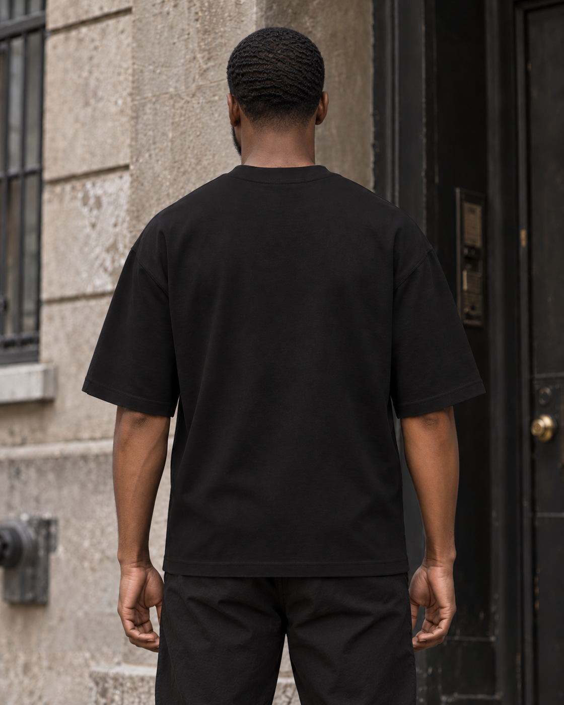 Bón Sin Jewel B Script T-Shirt — Black — Back