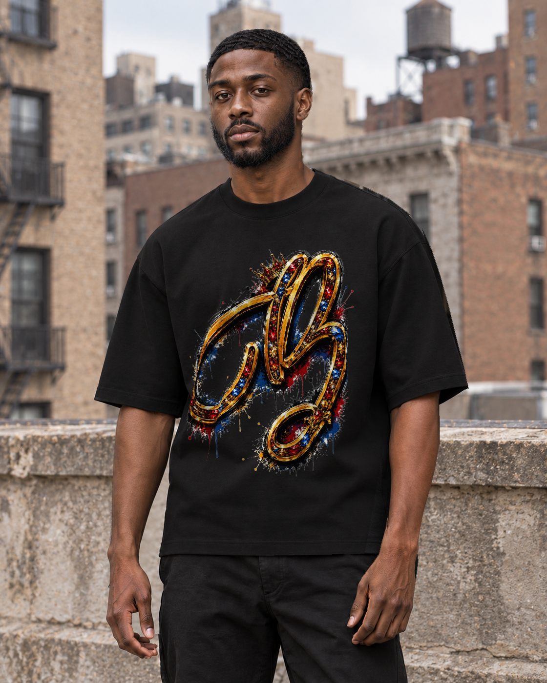 Bón Sin Jewel B Script T-Shirt — Black — Lifestyle