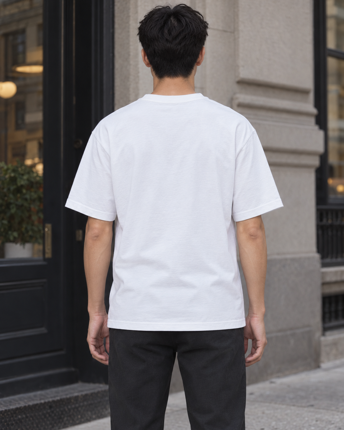 Bón Sin Jewel B Script T-Shirt — White — Back