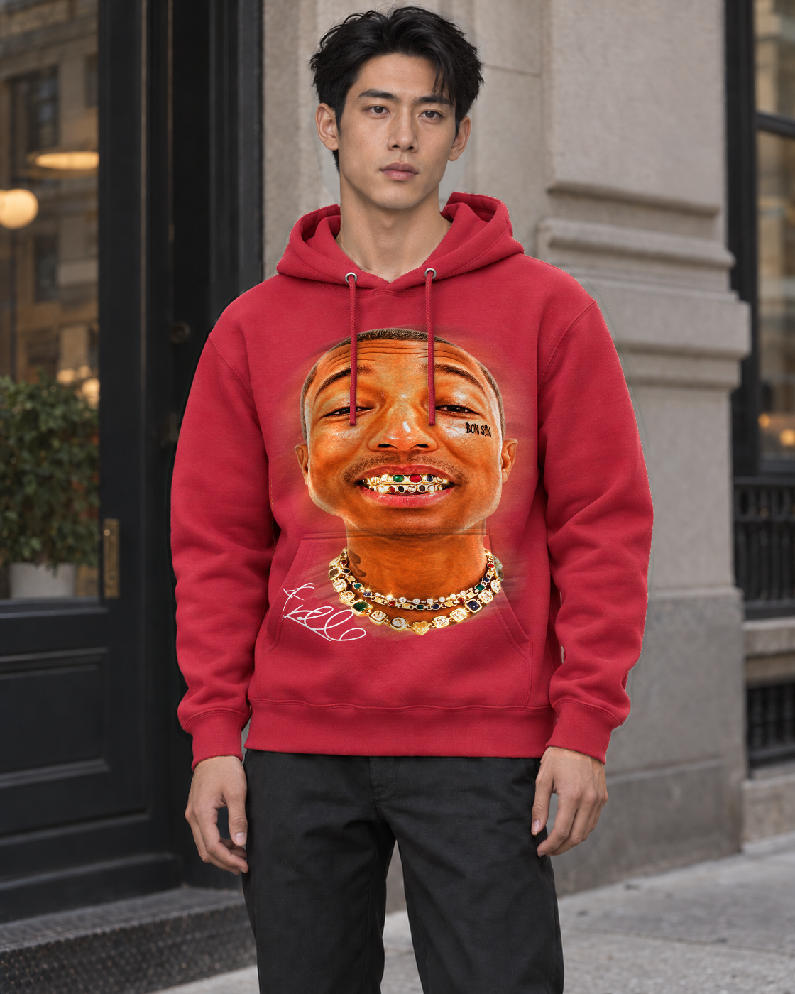 Bón Sin Beat the System Hoodie — Red — Front