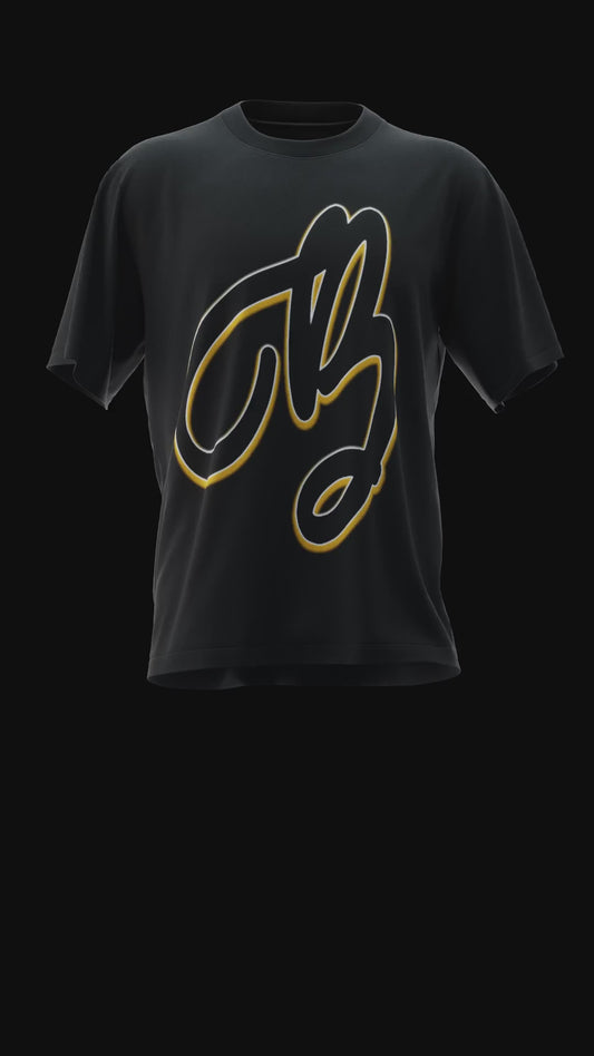 Bon Sin Script B Black & Gold T-Shirt